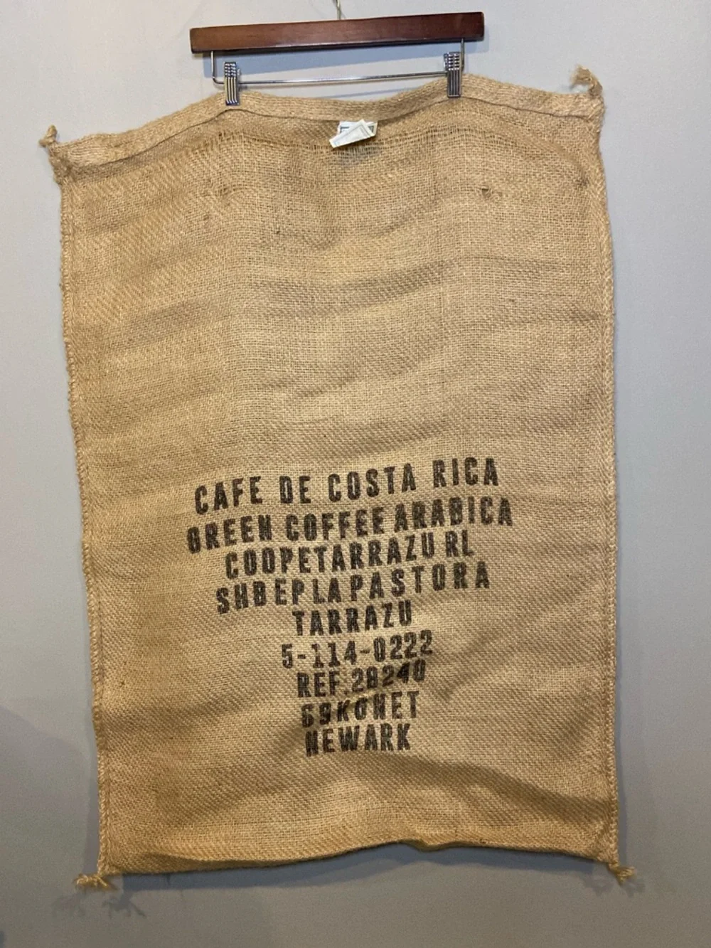 Cafe de Costa Rica La Pastora Tarrazu Burlap Coffee Sack / Rustic Decor